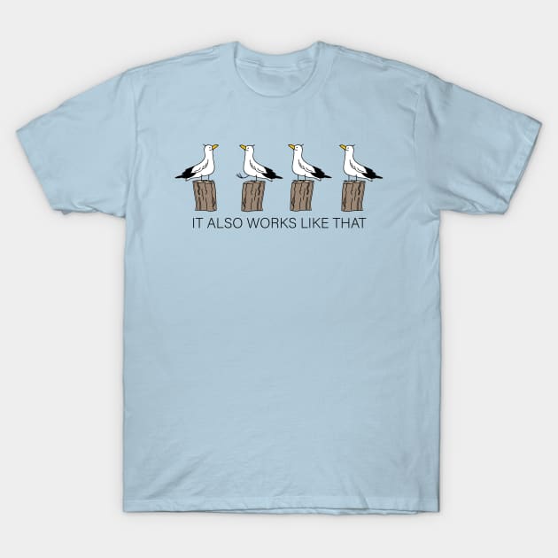 Funny seagulls keep their distance T-Shirt by spontania